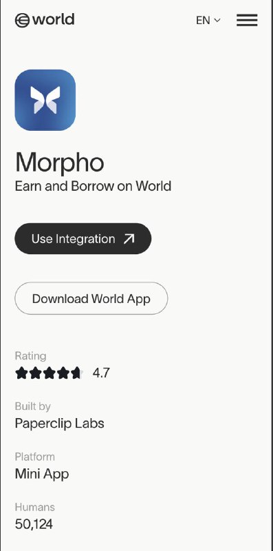 #crypto #defiWrold App 集成 Morpho Lite 小程序版本，联合 Re7 Labs 提供 WLD/USDC.e/WETH 的 yield，目前 TVL 已超过 $13m，其中 USDC APY 约有 22.86%，8-12小时结算一次收益，在 merkl 上可以查看奖励路径：1. 走支持 World Chain 的 CCTP 跨链桥，可用 Across，然后在 World App 上存进 Morpho，World ID 认证用户收益有 boost 加成2. 走支持 World Chain 的 On-ramp 服务商，可用 Daimo Pay，然后同上3. 如果没有World ID，直接在 Oku 上 supply，不过没有 boost 进阶：1. 吃Morpho上Borrow的借款补贴，抵押物有WLD/WETH/BTC2. 吃低借高贷：bitget/bybit上借 WLD（活期2.1%，7天定期2.5%），直接提到World上存（APY有172.5%）传送：1. 