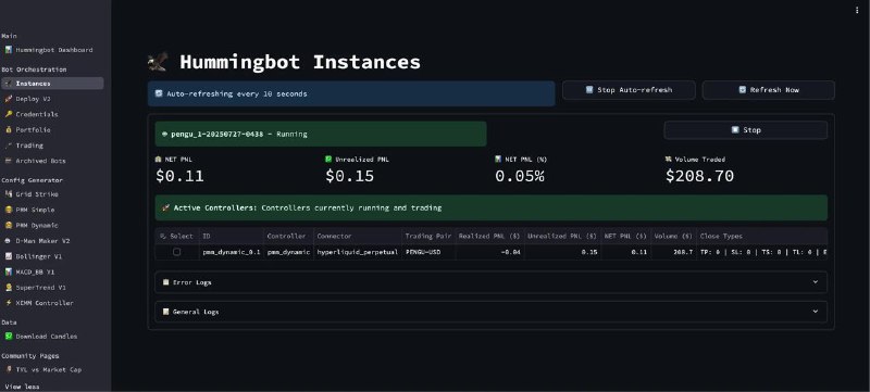 #crypto #algorithmictradingHummingbot Dashboard 中可以跑不同的做市策略，如何选择做市策略以及策略的配置参数，是高效捕捉交易机会，与控制库存风险头寸的关键